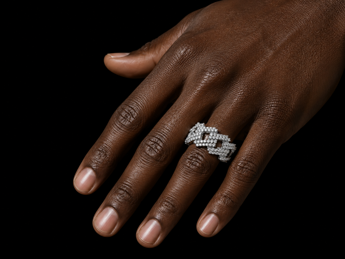 10K White Gold Cuban Link Diamond Ring – 1.40 CT VVS F+ Natural Diamonds Angelica Jewellers