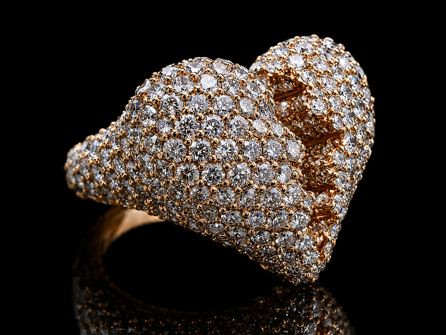 14K ROSE GOLD DIAMONDS BROKEN HEART RING 8.86CT OF DIAMONDS Angelica Jewellers