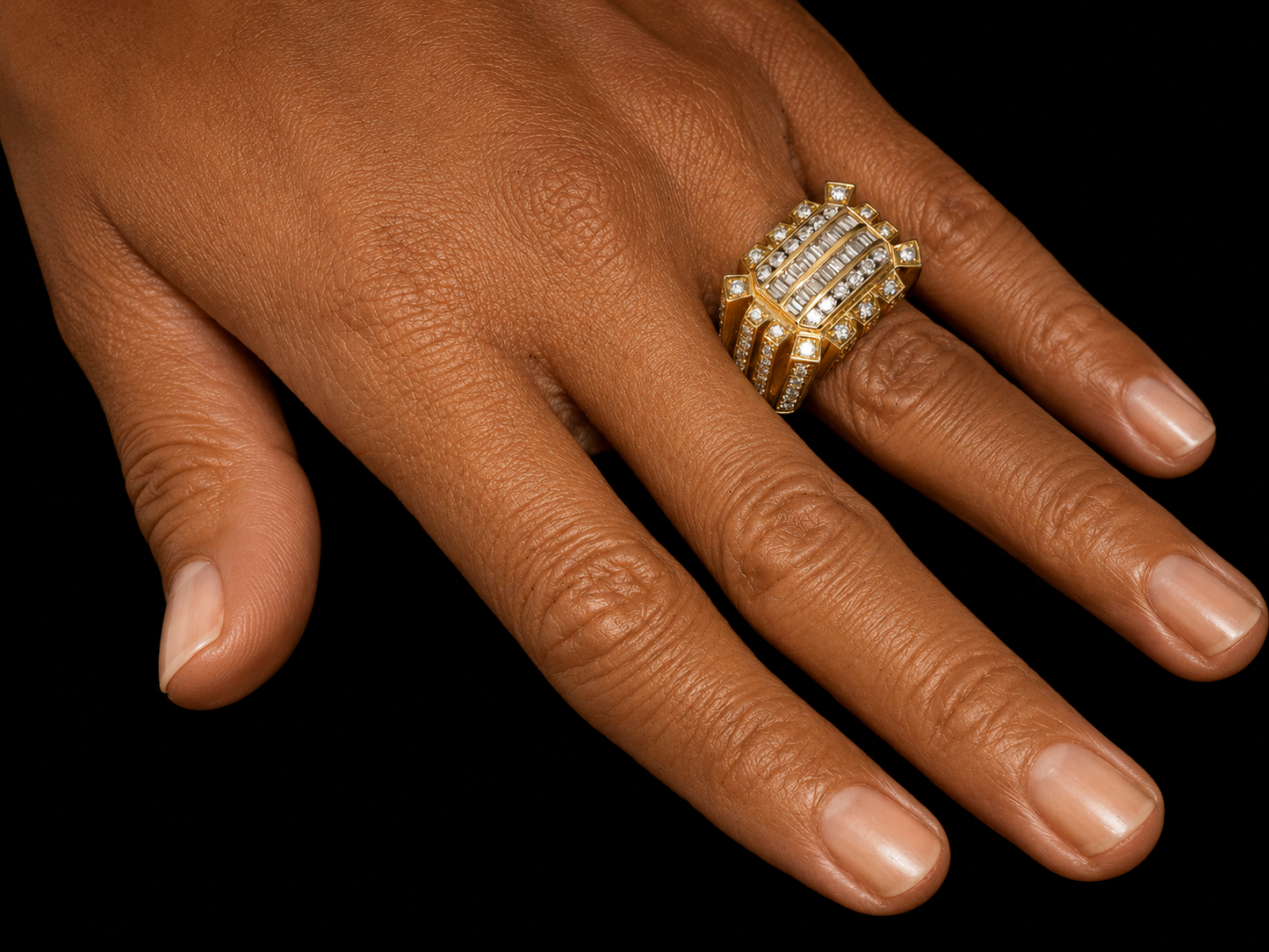 14K Yellow Gold Natural Diamond Signet Ring 2.25CT