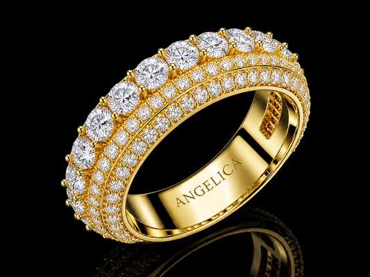 ANNEAU EN OR JAUNE 10K 7,15CT DE DIAMANTS EN VVS F+