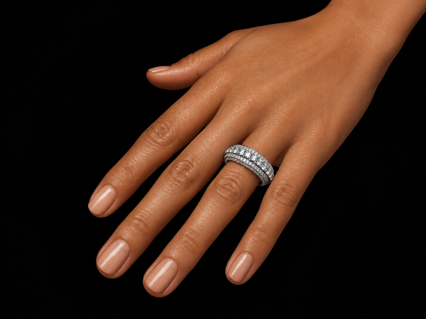 10K White Gold Diamond Band Ring – 3.40 CT VVS F+ Natural Diamonds Angelica Jewellers