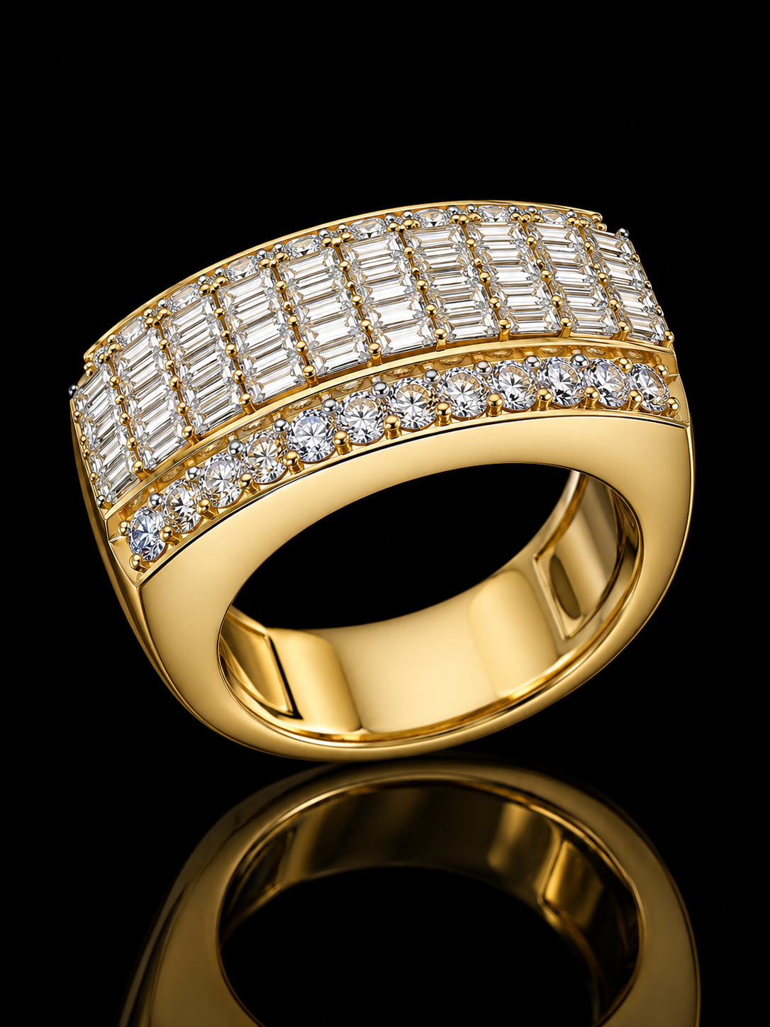 10KT Yellow Gold Diamond Statement Ring – 4.50 CT Natural Diamonds