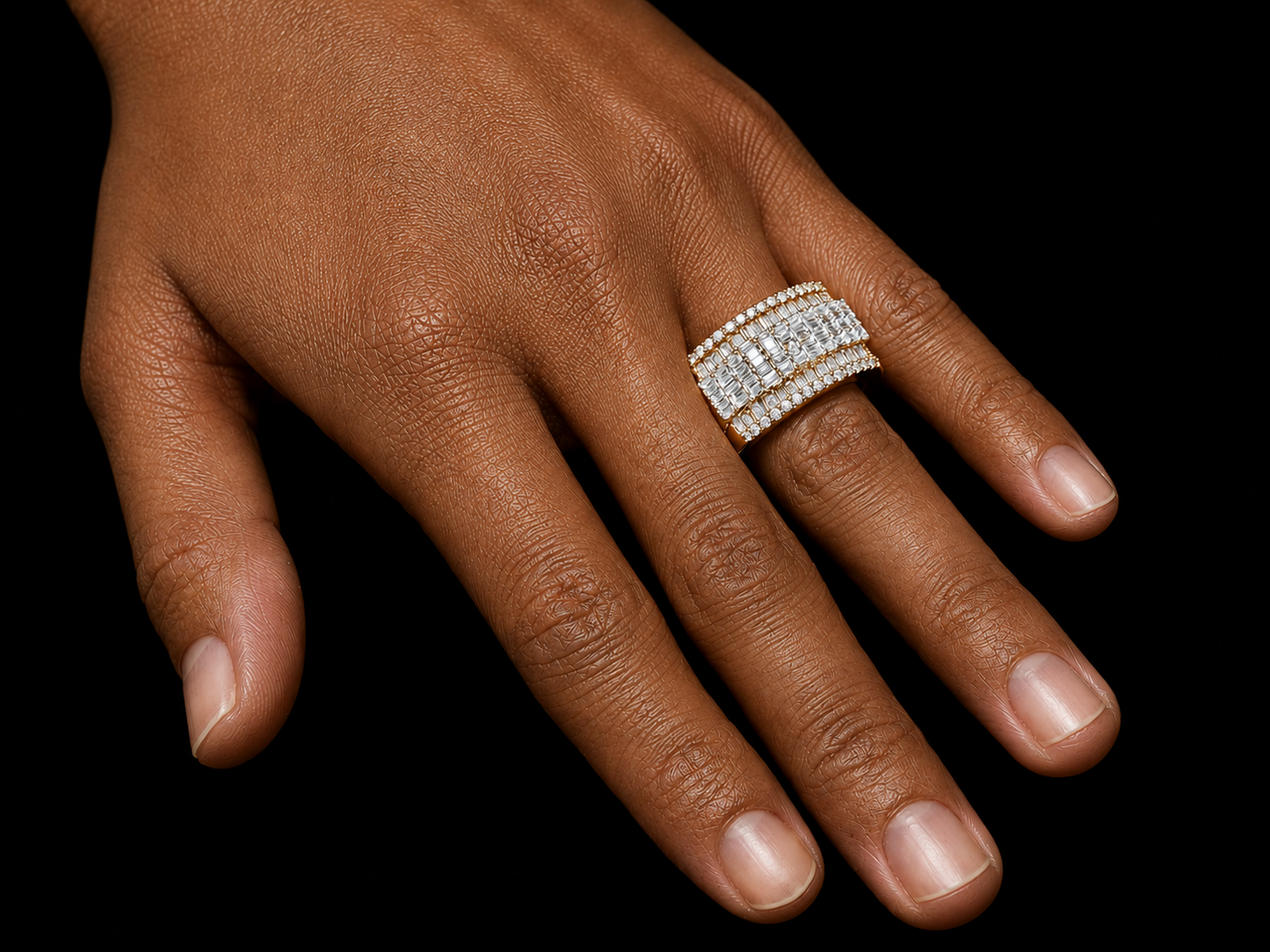 10KT Yellow Gold Diamond Statement Ring – 4.50 CT Natural Diamonds