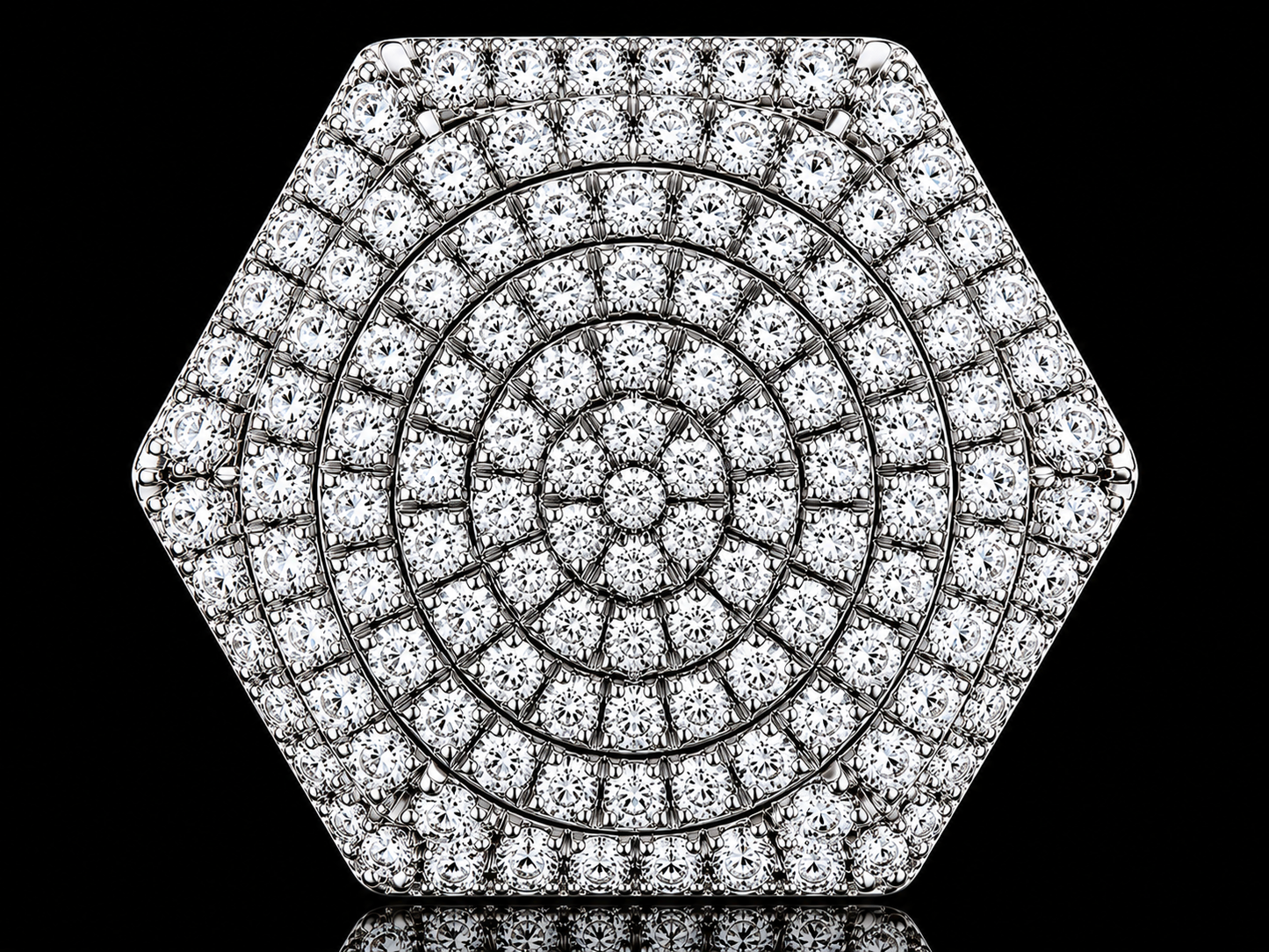 6 CT VVS F+ Signature Octagonal Diamond Ring | 27 × 23 mm Bold Honeycomb Pavé Setting