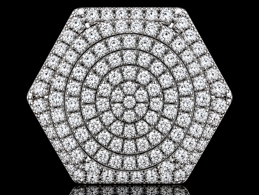 6 CT VVS F+ Signature Octagonal Diamond Ring | 27 × 23 mm Bold Honeycomb Pavé Setting