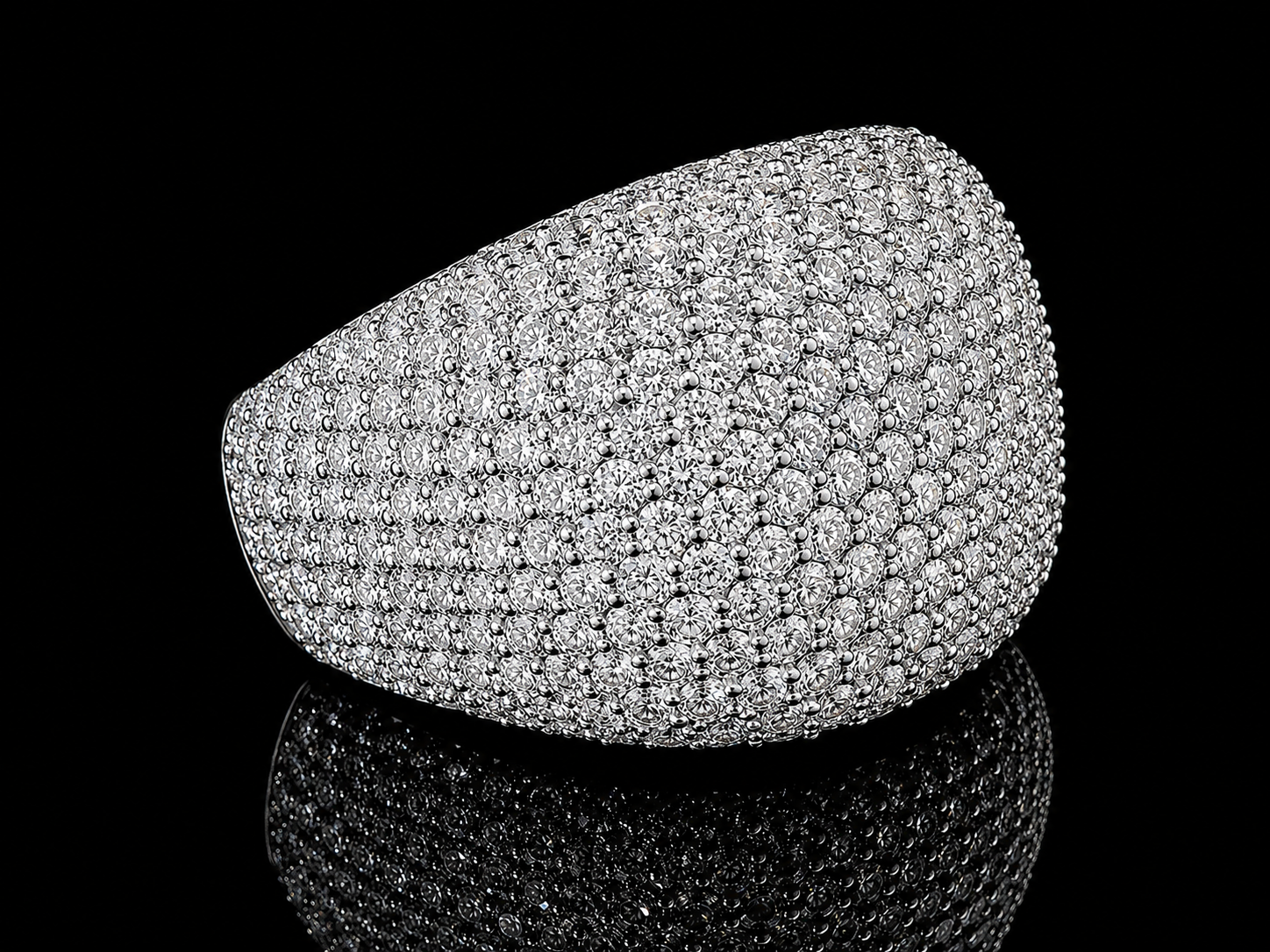 14K WHITE GOLD RING SET WITH 8.40CT OF ROUND DIAMONDS IN VVS F+ Angelica Jewellers X Waves