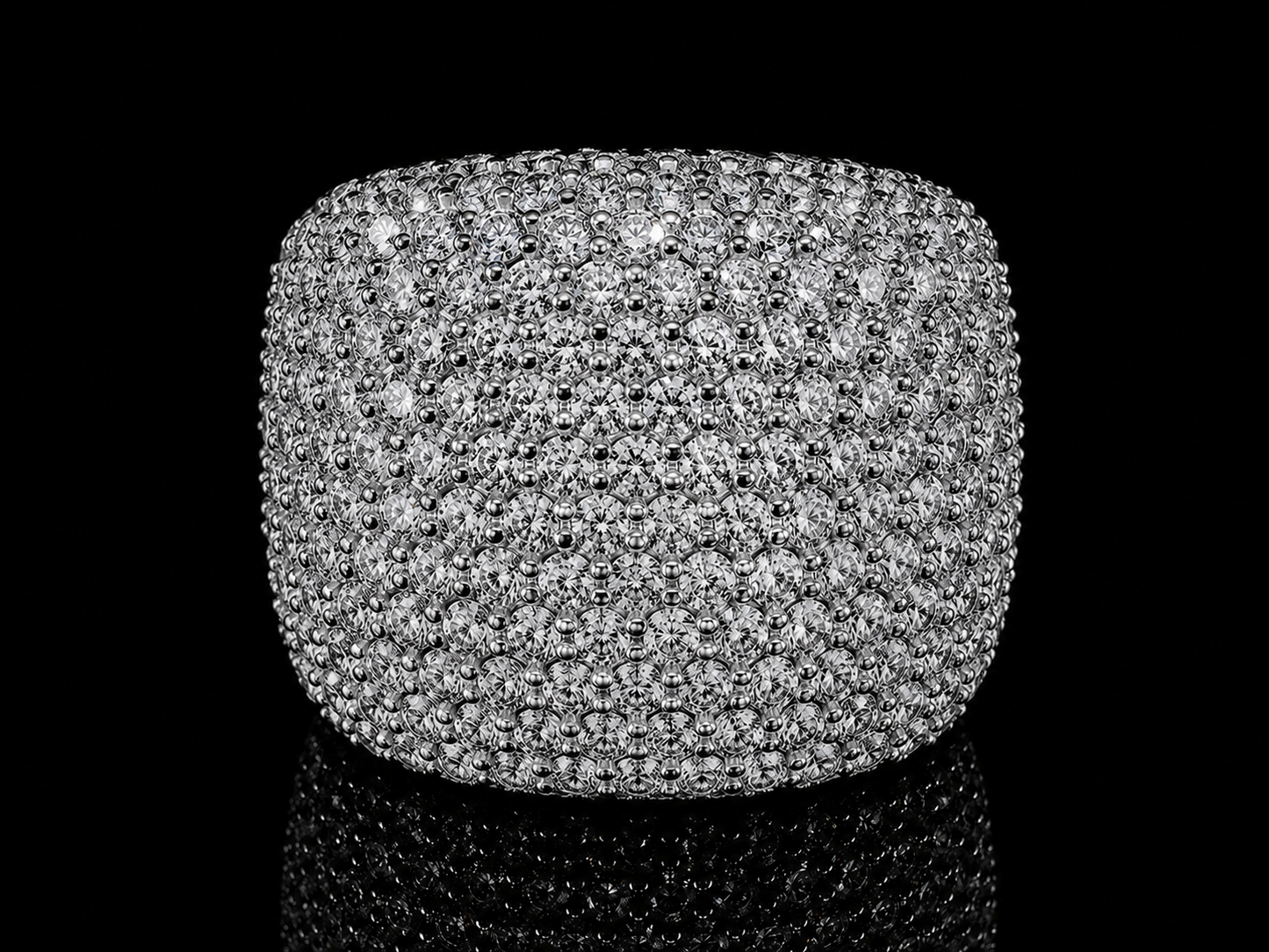 14K WHITE GOLD RING SET WITH 8.40CT OF ROUND DIAMONDS IN VVS F+ Angelica Jewellers X Waves
