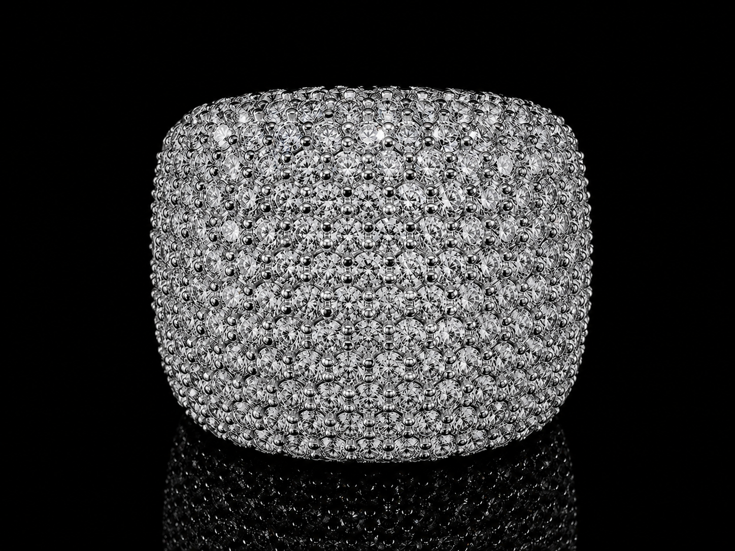 14K WHITE GOLD RING SET WITH 8.40CT OF ROUND DIAMONDS IN VVS F+ Angelica Jewellers X Waves