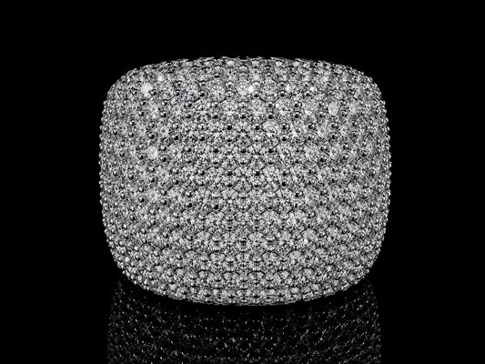 14K WHITE GOLD RING SET WITH 8.40CT OF ROUND DIAMONDS IN VVS F+ Angelica Jewellers X Waves