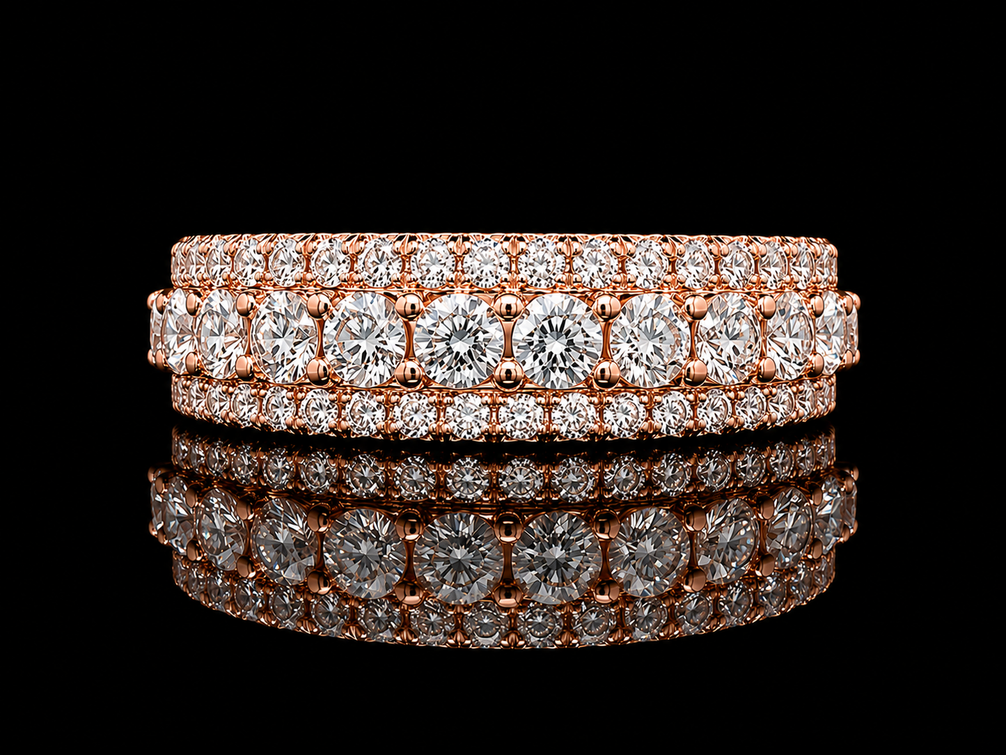 ANNEAU EN OR ROSE 10K 3,75CT DE DIAMANTS EN VVS F+