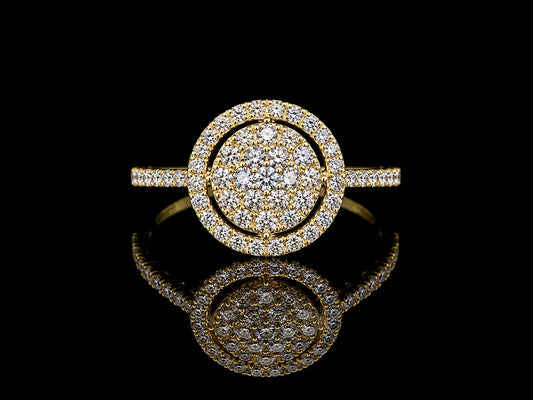 18K Yellow Gold Natural Diamond Halo Ring TDW 0.58 ct Angelica Jewellers