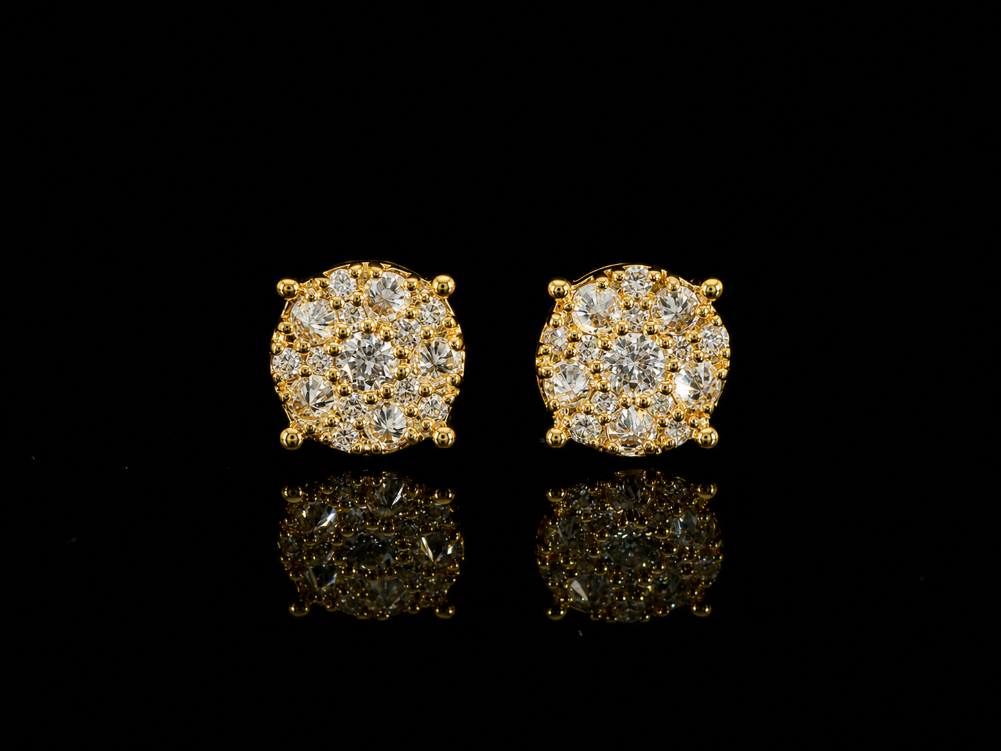 10K YELLOW GOLD ROUND DIAMOND REVERSE SET EARRINGS