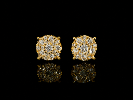 10K YELLOW GOLD ROUND DIAMOND REVERSE SET EARRINGS