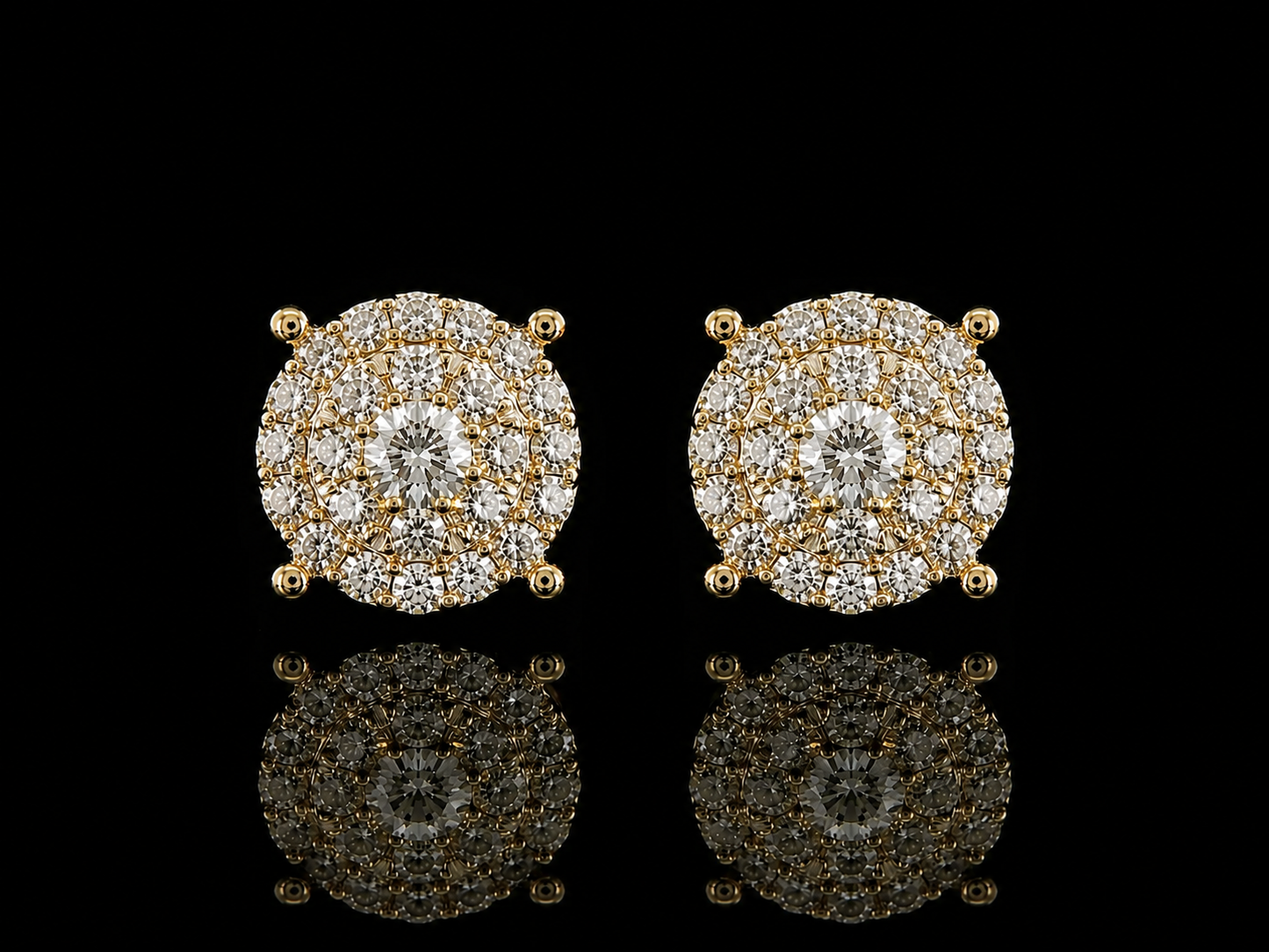 10K YELLOW GOLD ROUND DIAMOND EARRINGS