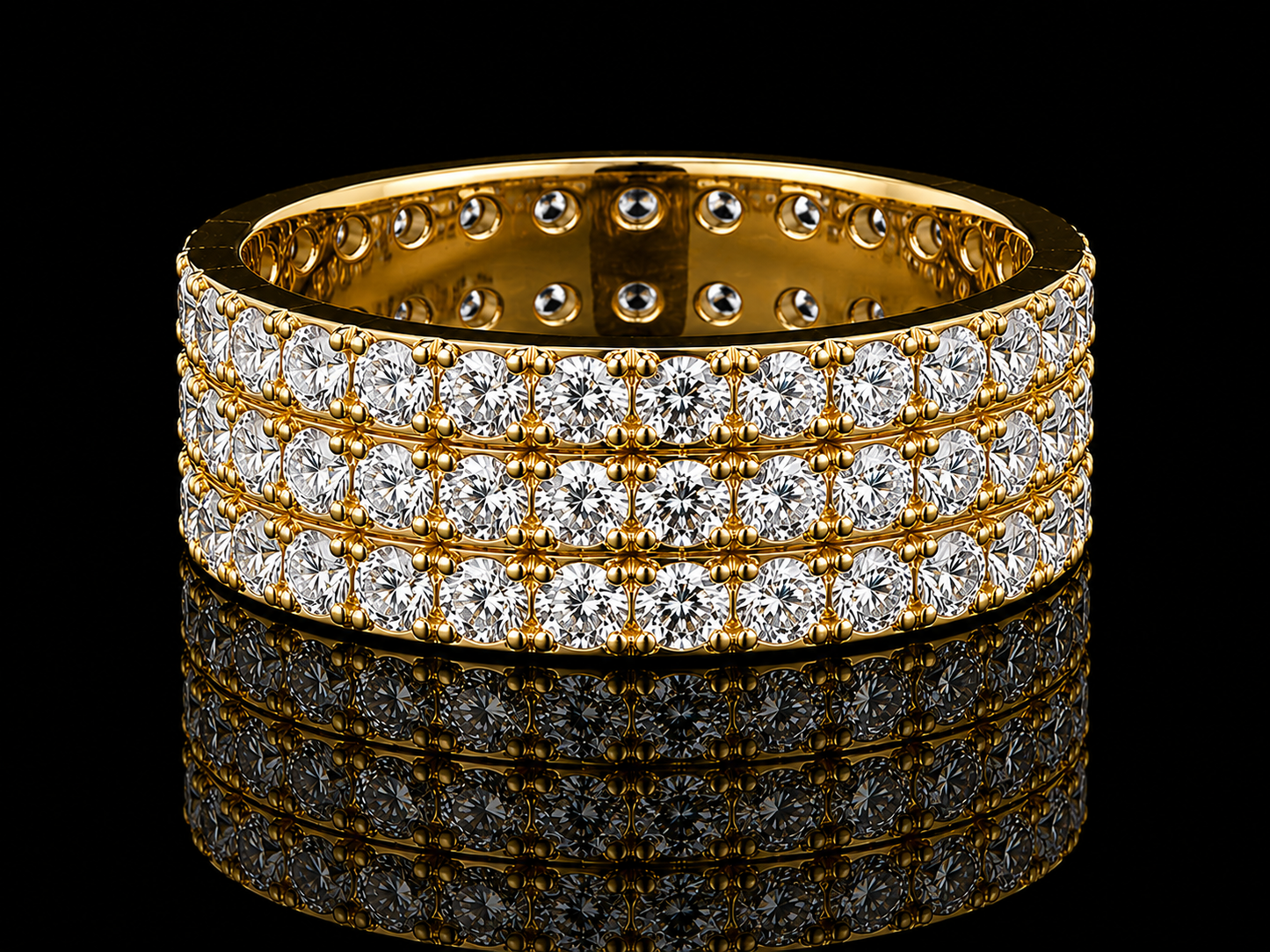 14K Yellow Gold Lab Diamond Full Eternity Ring – 2.60 CT VS–VVS F+ | 7 mm