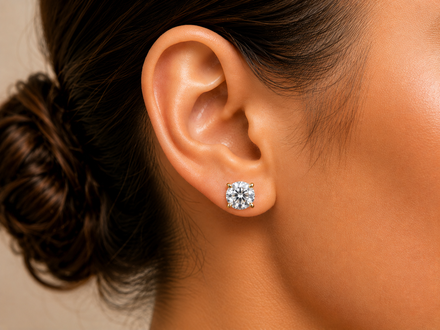 14K GOLD 1+1 CT LAB 2CT TW DIAMOND STUD EARRINGS