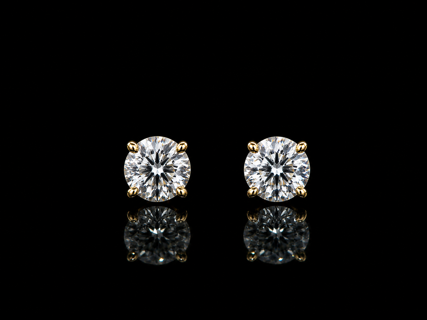14K GOLD 1+1 CT LAB 2CT TW DIAMOND STUD EARRINGS