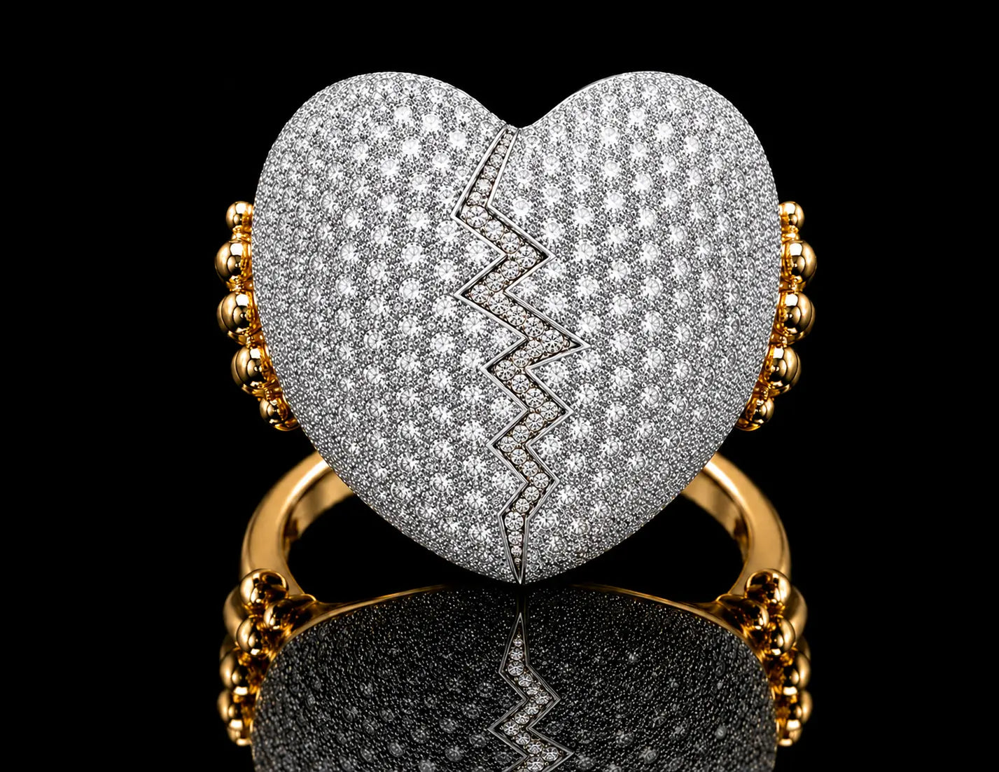 The New Klada Broken Heart Ring – 10K Two-Tone Gold Diamond Statement Ring | 5.87 CTW VVS F+ Diamonds Angelica Jewellers