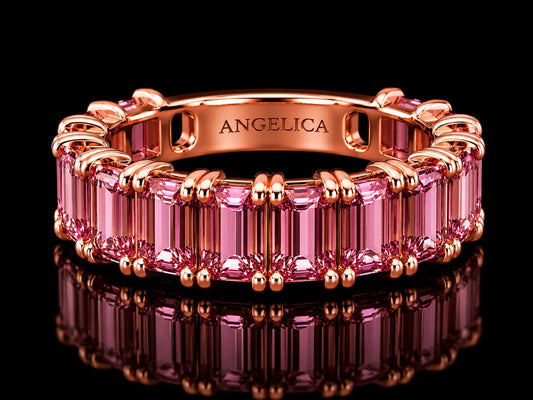 14K Rose Gold Emerald-Cut Tourmaline Semi-Eternity Band – 3.83 CT Angelica Jewellers