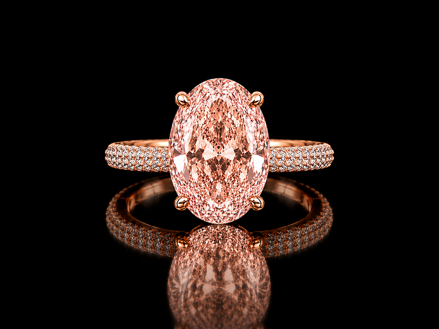 4 CT IGI Certified Light Pink Diamond Engagement Ring in 18kt Rose Gold