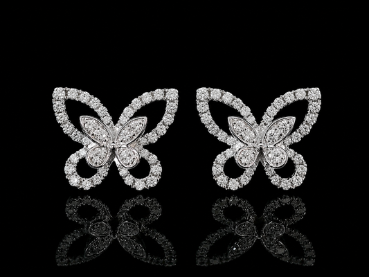 14K WHITE GOLD BUTTERFLY DIAMOND EARRINGS