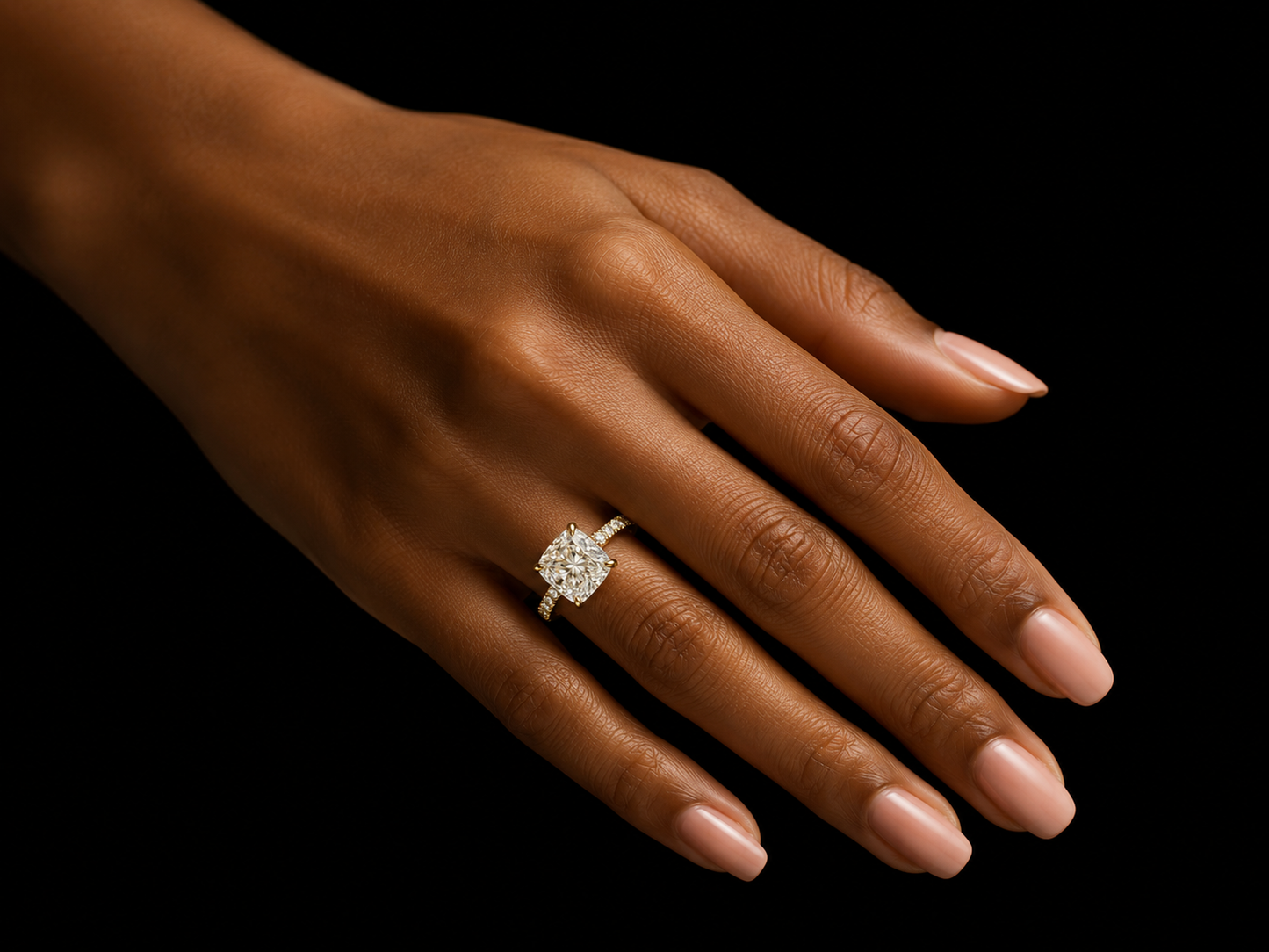 18K Yellow Gold Cushion Cut Lab Diamond Engagement Ring – 2.32 ct Total – IGI Certified Angelica Jewellers
