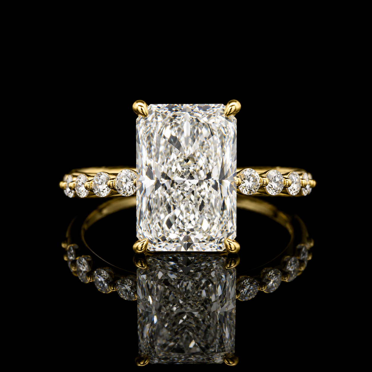 18K Yellow Gold Radiant Cut Lab-Grown Diamond Engagement Ring – 3.74 ct Total – IGI Certified Angelica Jewellers