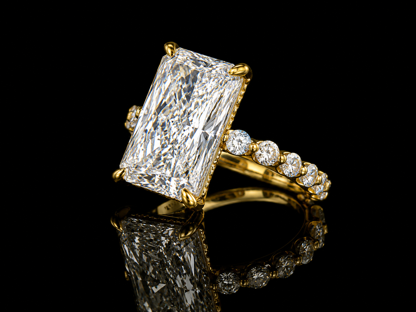18K Yellow Gold Radiant Cut Lab-Grown Diamond Engagement Ring – 3.74 ct Total – IGI Certified Angelica Jewellers