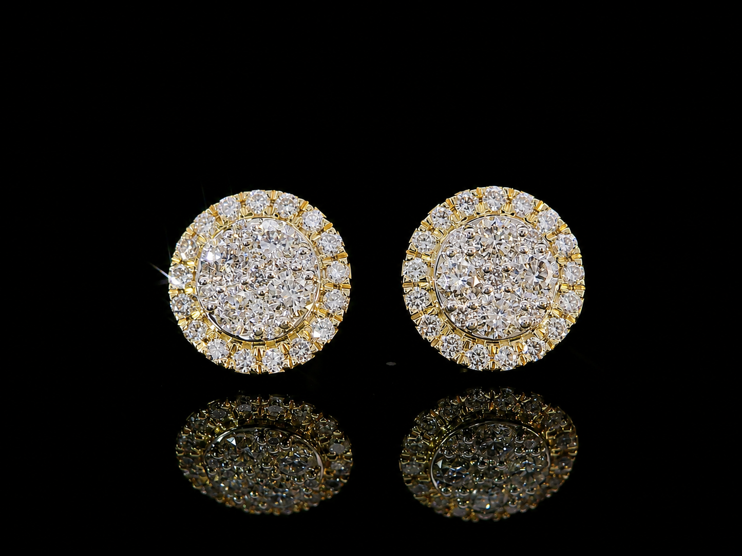 14K Yellow Gold Diamond Stud Earrings – Classic Halo Collection Angelica Jewellers