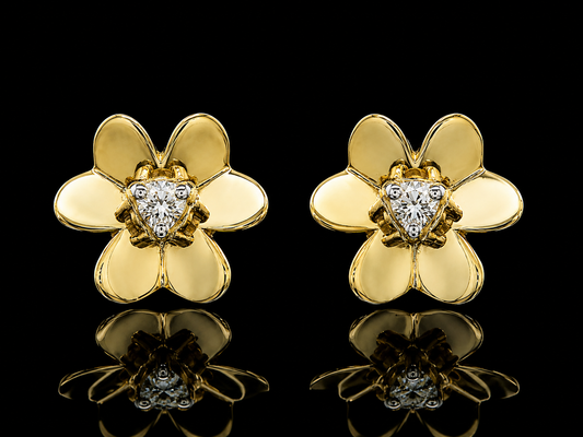 14kt YELLOW GOLD ELEGANT FLORAL DIAMOND EARRINGS