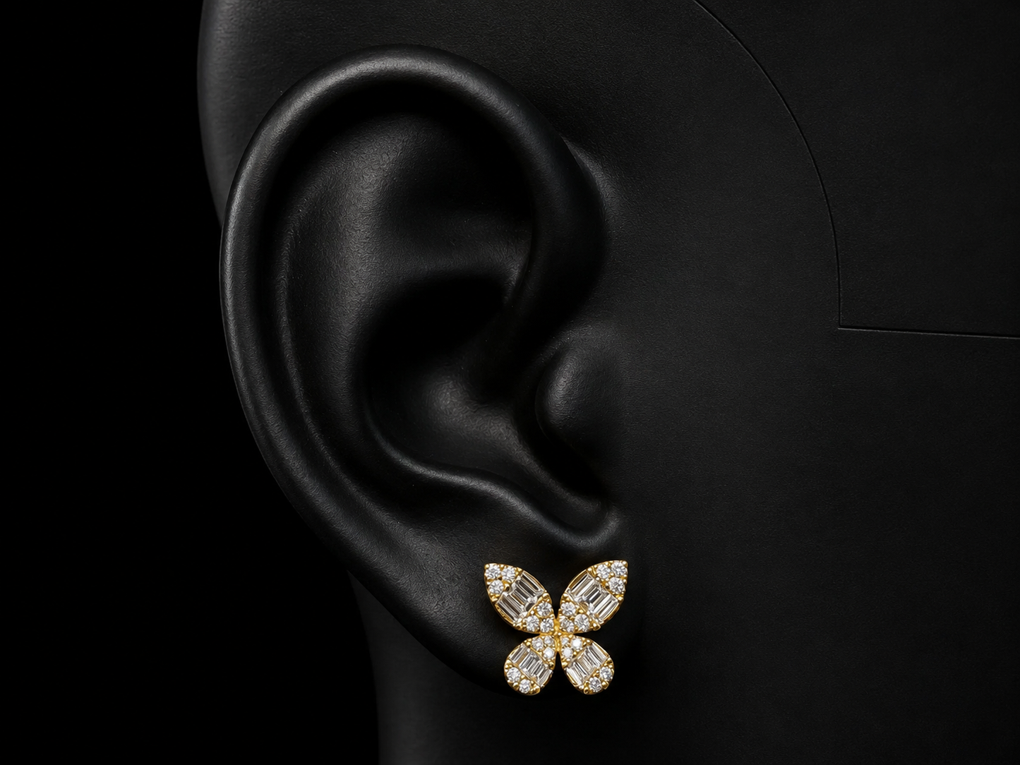 18KT YELLOW GOLD ELEGANT BUTTERFLY DIAMOND EARRINGS Angelica Jewellers