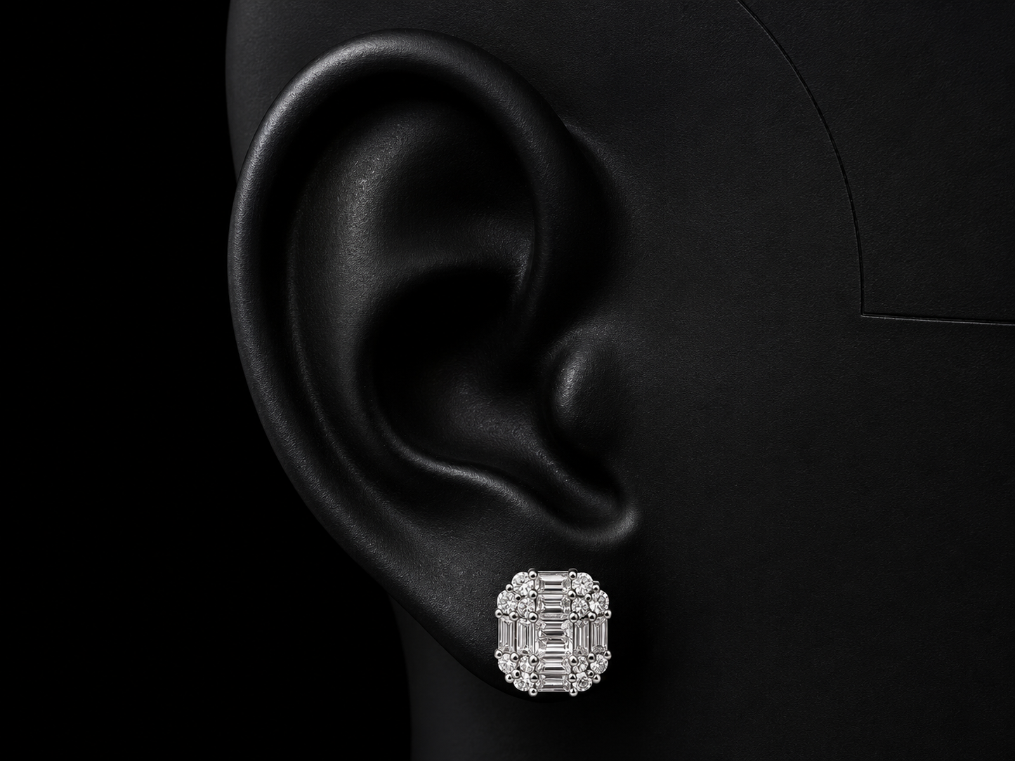 18K WHITE GOLD SQUARE BAGUETTE DIAMOND EARRINGS Angelica Jewellers