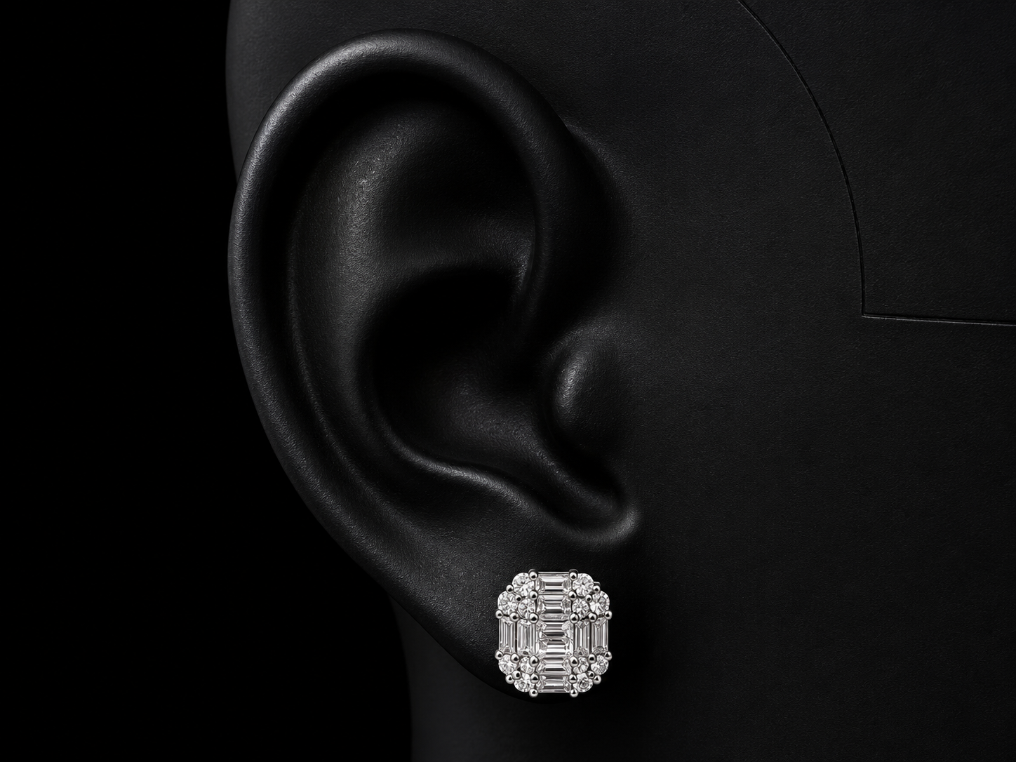 18K WHITE GOLD SQUARE BAGUETTE DIAMOND EARRINGS Angelica Jewellers