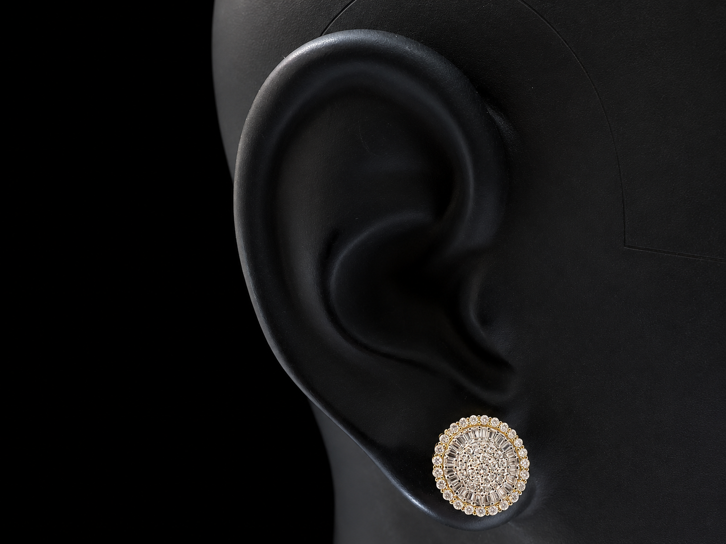 10K YELLOW GOLD BAGUETTE AND ROUND DIAMOND EARRINGS Angelica Jewellers