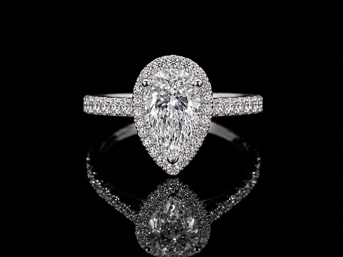 14K White Gold Pear Shape Lab Diamond Engagement Ring – 1.56 ct Total – IGI Certified Angelica Jewellers