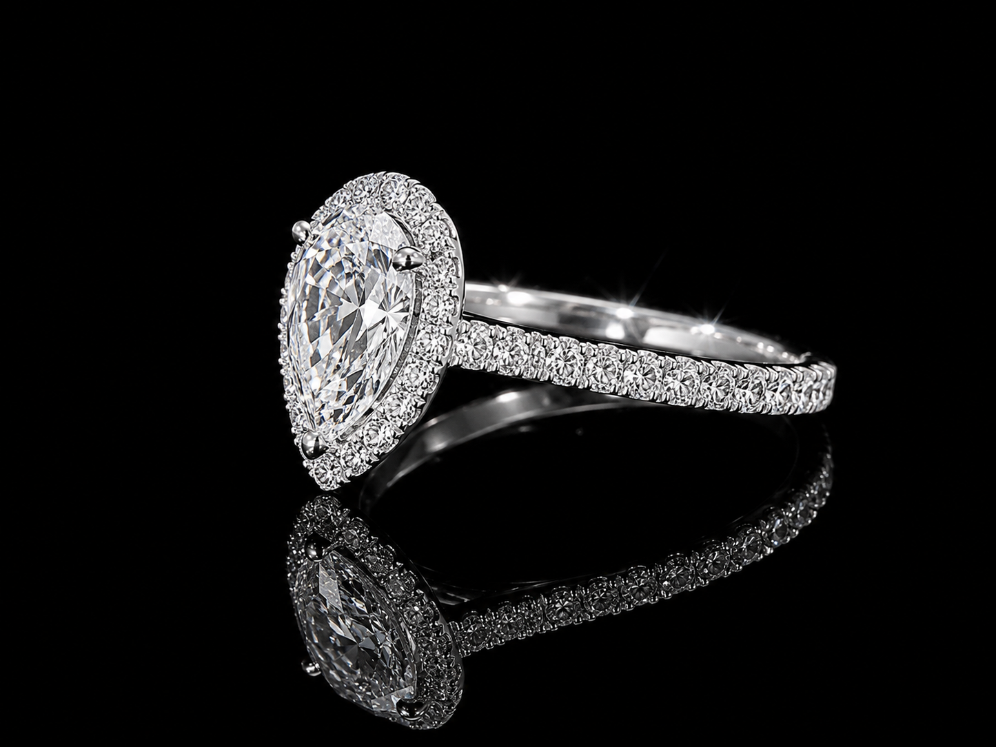 14K White Gold Pear Shape Lab Diamond Engagement Ring – 1.56 ct Total – IGI Certified Angelica Jewellers