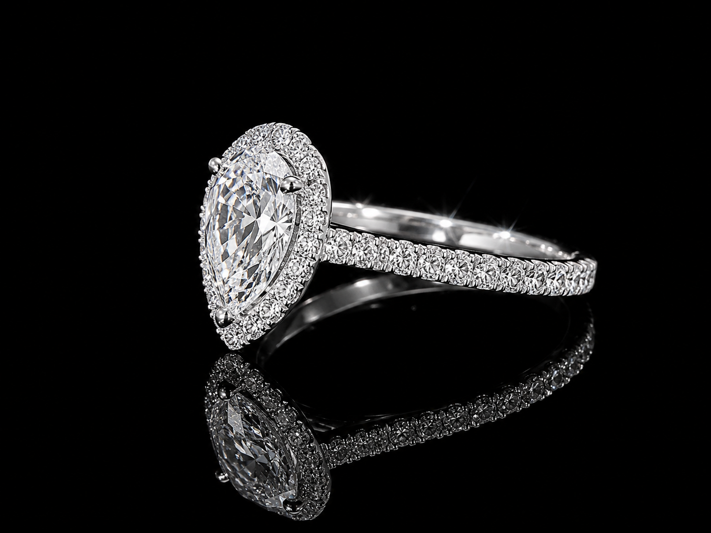 14K White Gold Pear Shape Lab Diamond Engagement Ring – 1.56 ct Total – IGI Certified Angelica Jewellers