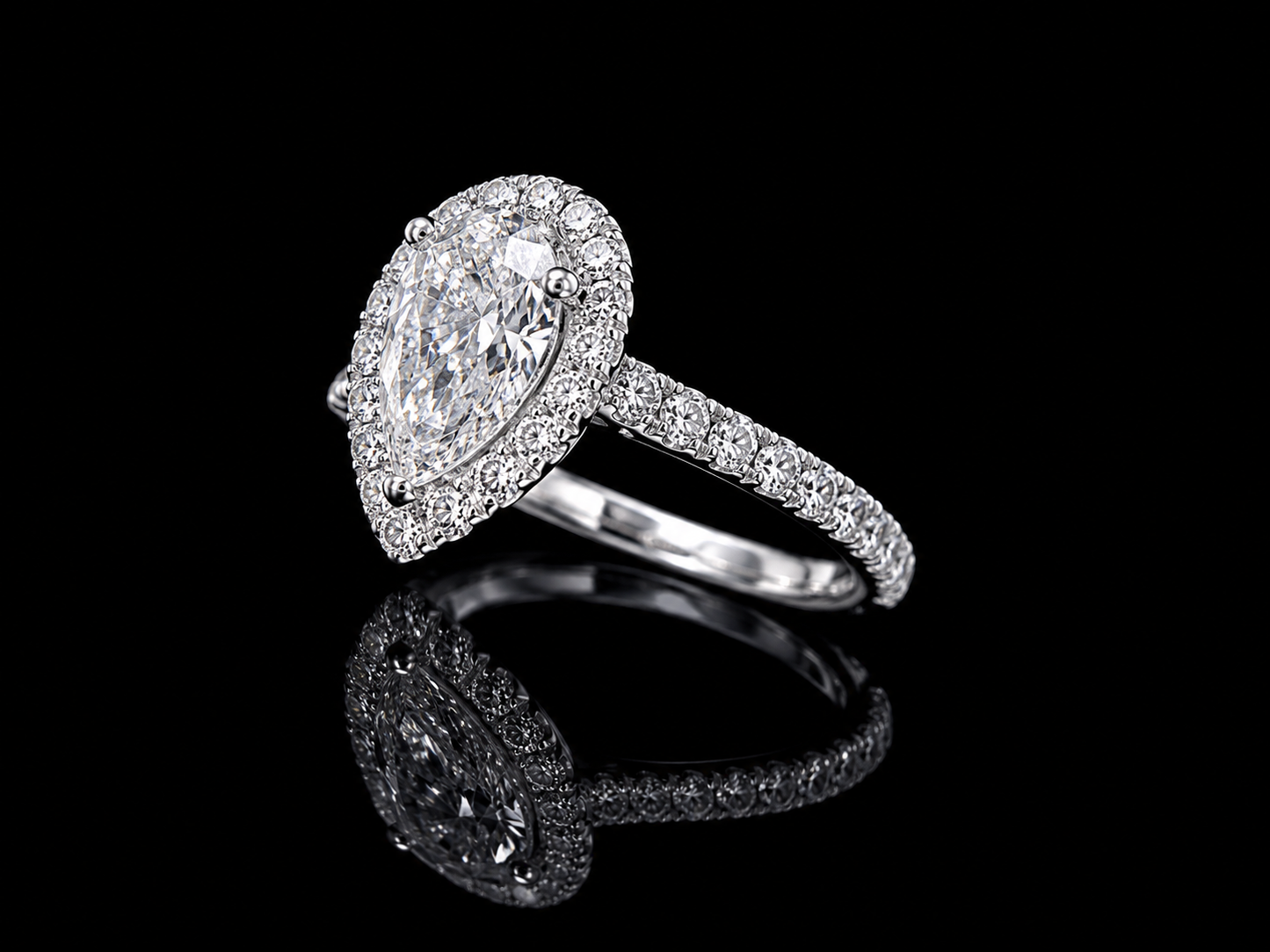 14K White Gold Pear Shape Lab Diamond Engagement Ring – 1.56 ct Total – IGI Certified Angelica Jewellers