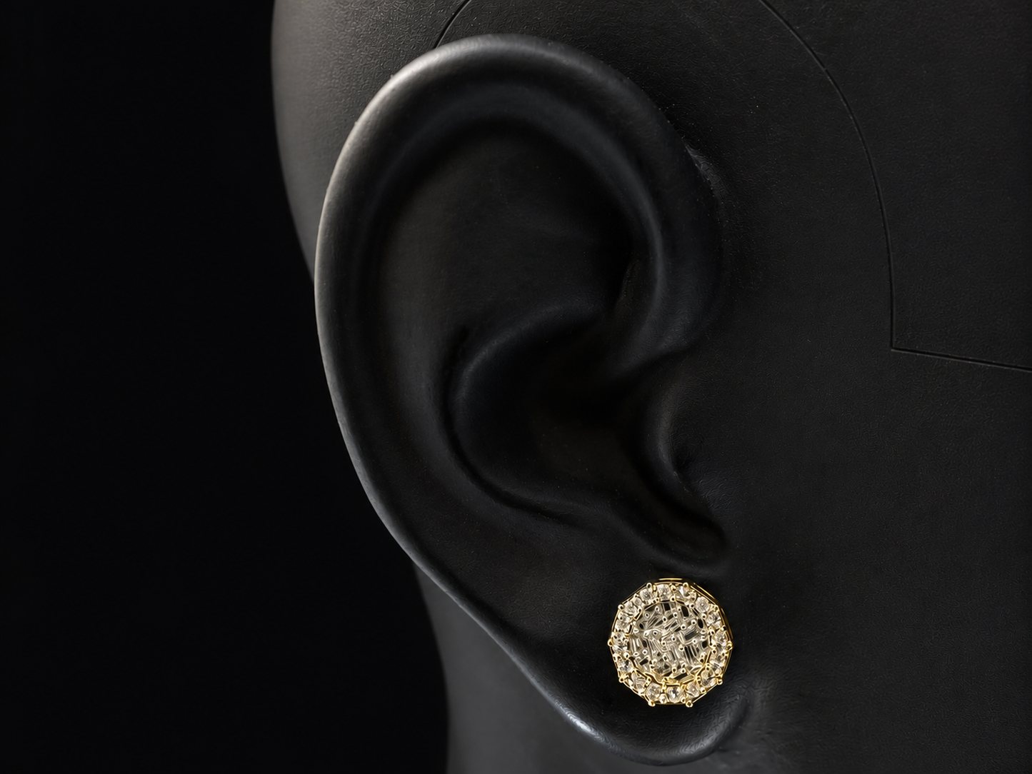 10K YELLOW GOLD BAGUETTE AND ROUND DIAMOND EARRINGS Angelica Jewellers
