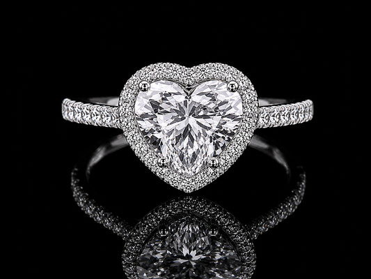 14K White Gold Heart Shape Lab Diamond Engagement Ring – 2.54 ct Total – IGI Certified