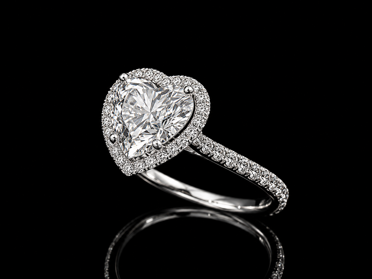 14K White Gold Heart Shape Lab Diamond Engagement Ring – 2.54 ct Total – IGI Certified Angelica Jewellers