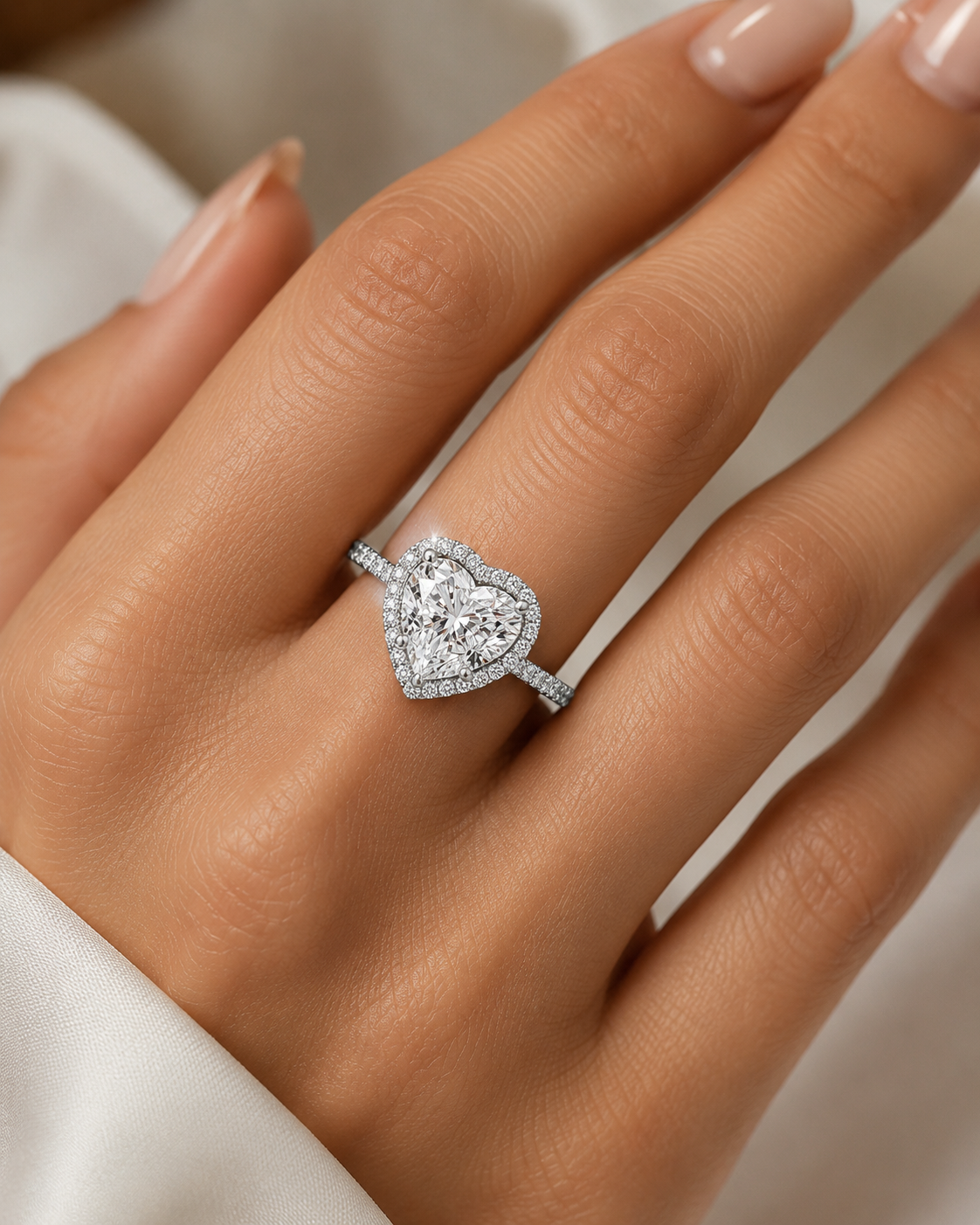14K White Gold Heart Shape Lab Diamond Engagement Ring – 2.54 ct Total – IGI Certified Angelica Jewellers