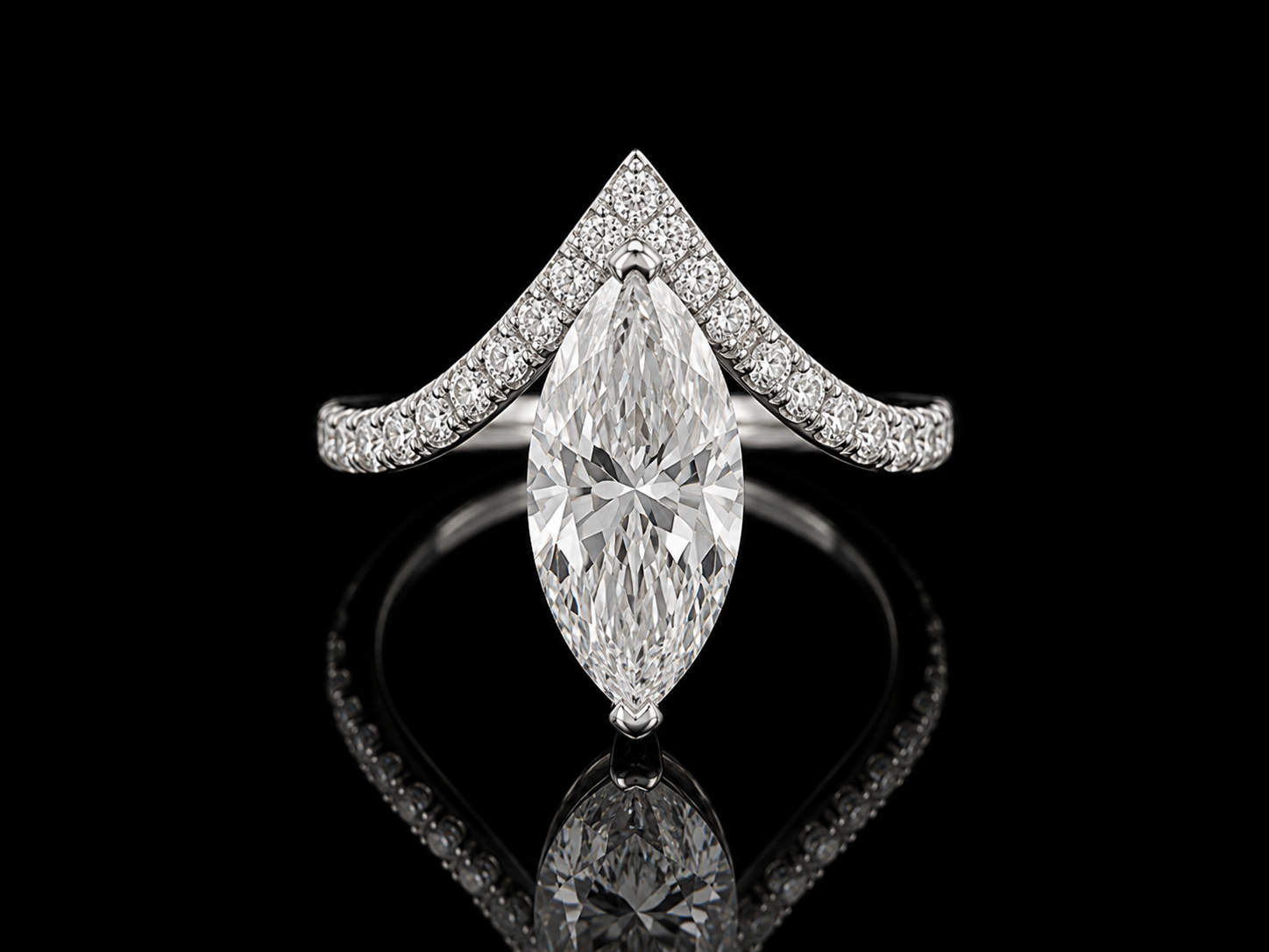 14K White Gold Marquise Cut Lab Diamond Engagement Ring – 2.97 ct Total – IGI Certified Angelica Jewellers
