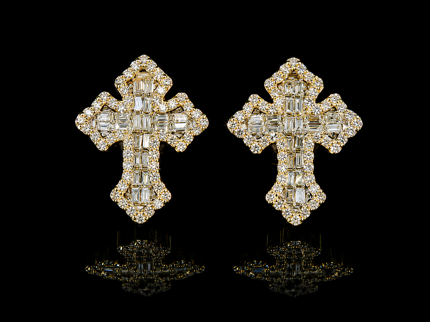 10K YELLOW GOLD DIAMOND CROSS EARRINGS Angelica Jewellers