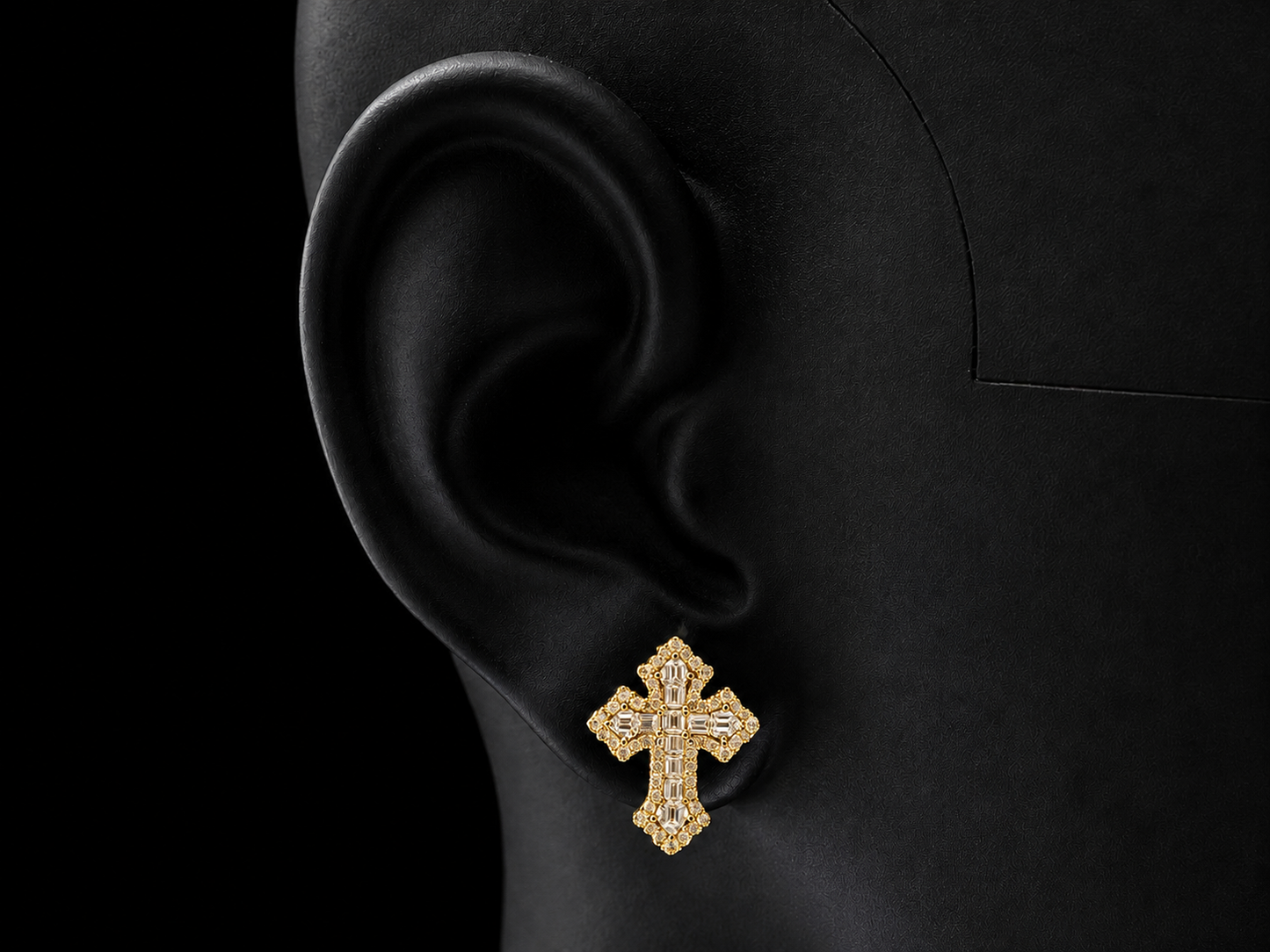 10K YELLOW GOLD DIAMOND CROSS EARRINGS Angelica Jewellers