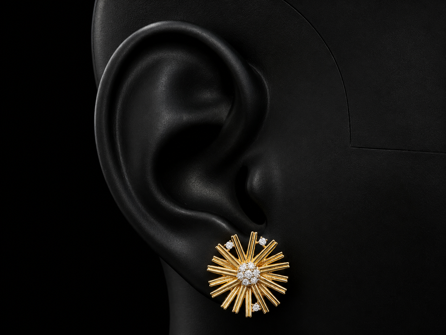 14KT YELLOW GOLD RADIANT STARBUST DIAMOND EARRINGS Angelica Jewellers