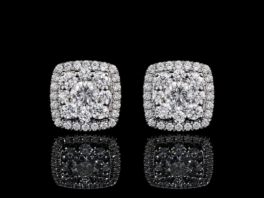 14K WHITE GOLD DIAMOND EARRINGS 7MM