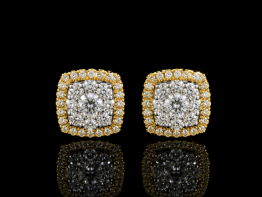 14K YELLOW GOLD DIAMOND EARRINGS 6MM