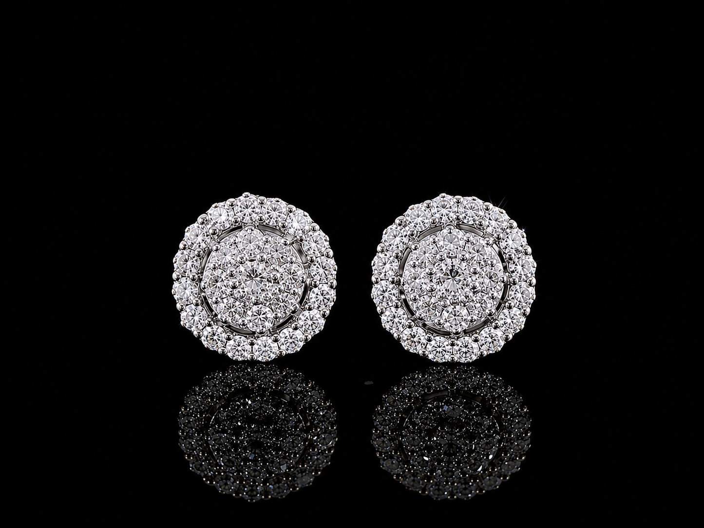 14K WHITE GOLD DIAMOND EARRINGS 8MM