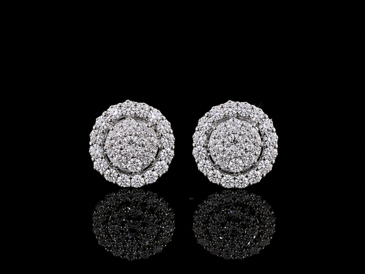 14K WHITE GOLD DIAMOND EARRINGS 8MM